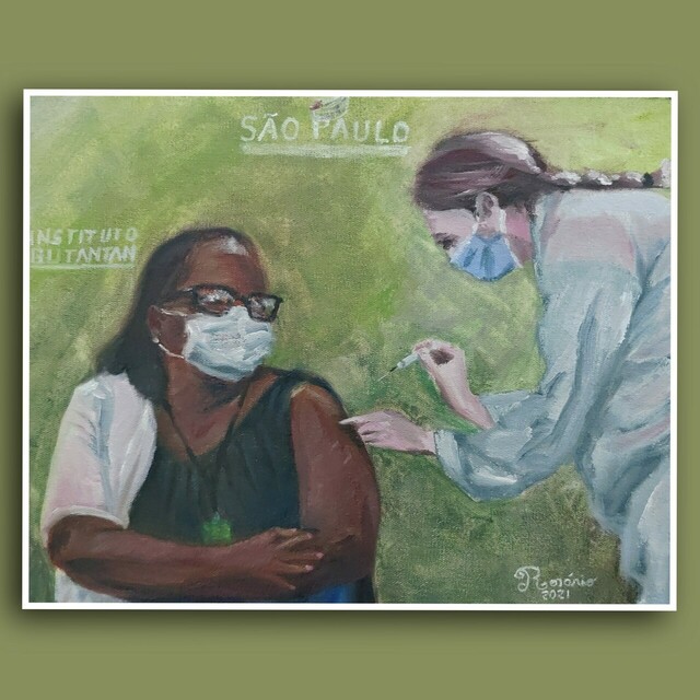 Esperança - A primeira pessoa vacinada no Brasil - Rosario Paintings