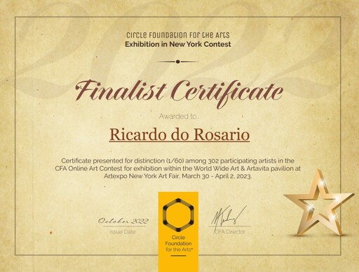 CFA Finalist Certificate - Ricardo do Rosario Artes